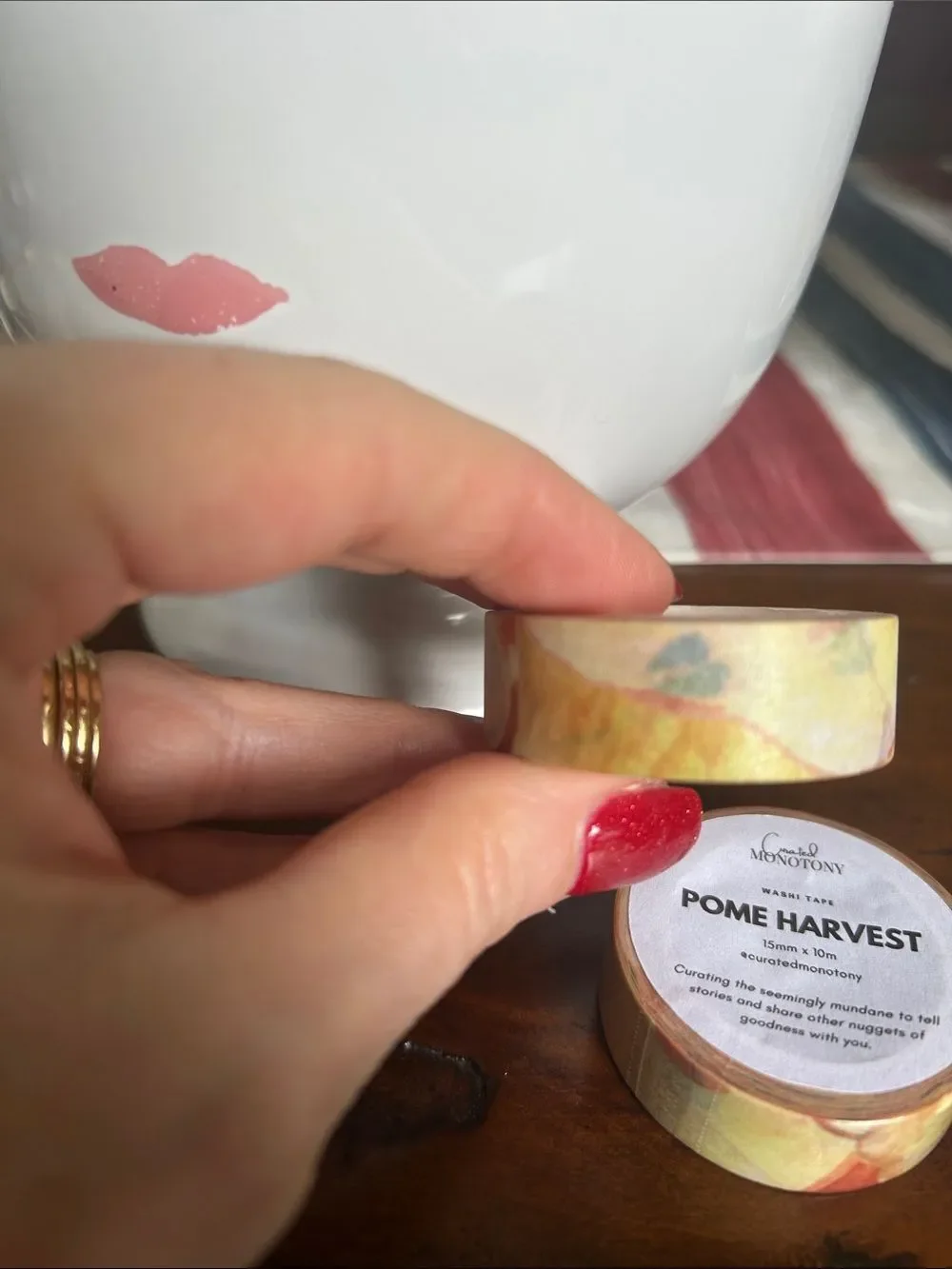 Curated Monotony POME HARVEST Washi Tape - Pink/Gold Accent